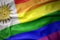 Waving uruguay rainbow gay pride flag banner