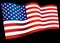 Waving USA flag on a black background. Classic view