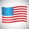 Waving USA flag on a gray background. Vector illustration