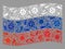 Waving Virus Therapy Russia Flag - Mosaic of Virus and Syringe Icons