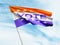 Waving Vote flag on sky background 3D illustration