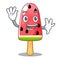 Waving watermelon ice cream shaped wood character