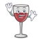 Waving wine character cartoon style