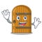 Waving wooden door isolated on character cartoon