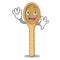 Waving wooden spoon character cartoon