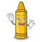 Waving yellow crayon in the cartoon shape