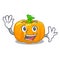 Waving yellow pumpkin in the cartoon shape