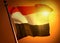 Waving Yemen flag against the sunset