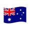 Wavy Australian flag sign. Australia day. National symbol - Australian Blue Ensign. National flag for Australia