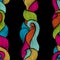 Wavy curled seamless pattern. Abstract outline colorful texture