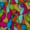 Wavy curled seamless pattern. Abstract outline colorful texture