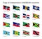 Wavy flags of independent Caribbean countries