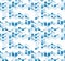 Wavy lines regular repeat endless background, vector abstract seamless pattern, technical digital style blue colored rhythmic