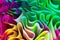 Wavy multi-colored frill layers. Abstract mental background. 3d rendering