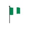 Wavy nigeria flag vector illustration with flagpole isolated on white