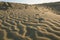 Wavy pattern of Maspalomas sand dunes at sunset