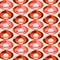 Wavy retro pattern with planets in brown, orange, pink and beige