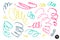Wavy and swirled wax crayon strokes vector element set. Colorful freehand scribbles, abstract brushstrokes, smears