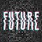 Wavy text of Future with glitch effect on futuristic background. Lettering in trendy psychedelic y2k rave style