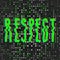 Wavy text of Respect with glitch effect on acid futuristic background. Lettering in trendy psychedelic y2k rave style