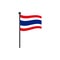 Wavy thailand flag vector illustration with flagpole isolated on white