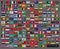 Wavy worldwide national flags set