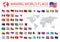 Wavy worldwide national flags set