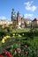 Wawel Castle in blooming flowers. Krakow. Poland.