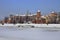 Wawel Castle in Krakow and frozen Vistula river