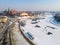 Wawel Cathedral, castle and frozen Vistula in winter. Krakow, Po