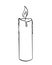 Wax candle - pictogram or logo. Wax burning candle - vector linear picture for coloring.