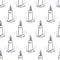 Wax candle seamless pattern. Burning wax light vector illustration. Hand drawn glim wallpaper.