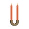 Wax candles on candlestick. Aromatic decoration for cosy home interior. Decorative burning candlelights in holder