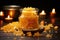 wax flakes piled up in a glass jar