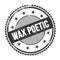 WAX POETIC text written on black grungy round stamp