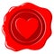 Wax seal. A beautiful depiction of a heart embossed on wax for letters with a love message