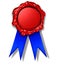 Wax seal crest blue ribbon award