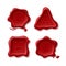 Wax seal impress. Realistic embossed red stamps top view, vintage certificate and guarantee different shapes marks with