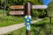 Way marker signage on Mullerthal Trail, different hiking trails and directions