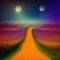 way path to heaven with light glow from the eternal horizon, concept of adventure to unknown place  Generative Ai