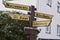 way sign: St. Jost, AdenauerstraÃŸe, MayenerstraÃŸe, KirchstraÃŸe