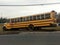 Wayne, New Jersey, United States - March 14, 2019: School bus misses turn and drives off the road. The bus needed to be towed