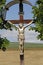 A wayside crucifix in the landscape of Weinviertel, Lower Austria