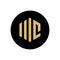 WC or MC Logo Concept, Hexagonal Letter on Black Circle Shape