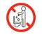 WC rule forbidden take out trash in toilet pan, prohibition warning sign. Do not throw garbage, rubbish in toilet