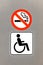WC sign for disabled and not allowed smoking