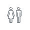 WC sign restroom icon. Toilet bathroom male and female symbol. Wc isolated line pictogram