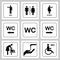 WC / Toilet door plate icons set. Men and women WC sign for restroom