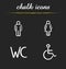 WC toilet door signs chalk icons set