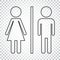 WC, toilet line vector icon. Men and women sign for restroom on